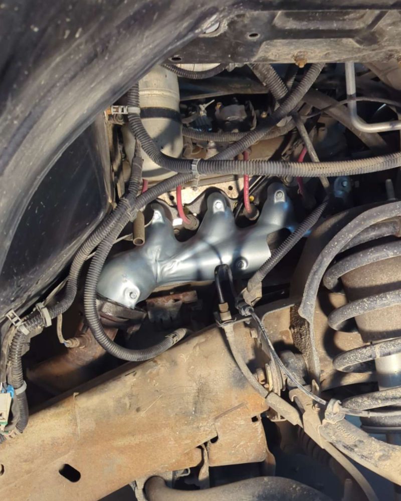 After: new exhaust manifold installed on the 2013 GMC Sierra